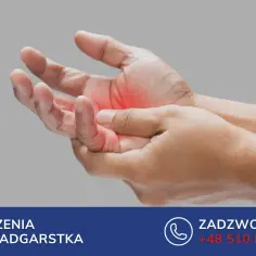 Ból dłoni i nadgarstka, zaczerwienienie sugerujące ganglion nadgarstka. Skontaktuj się po pomoc.